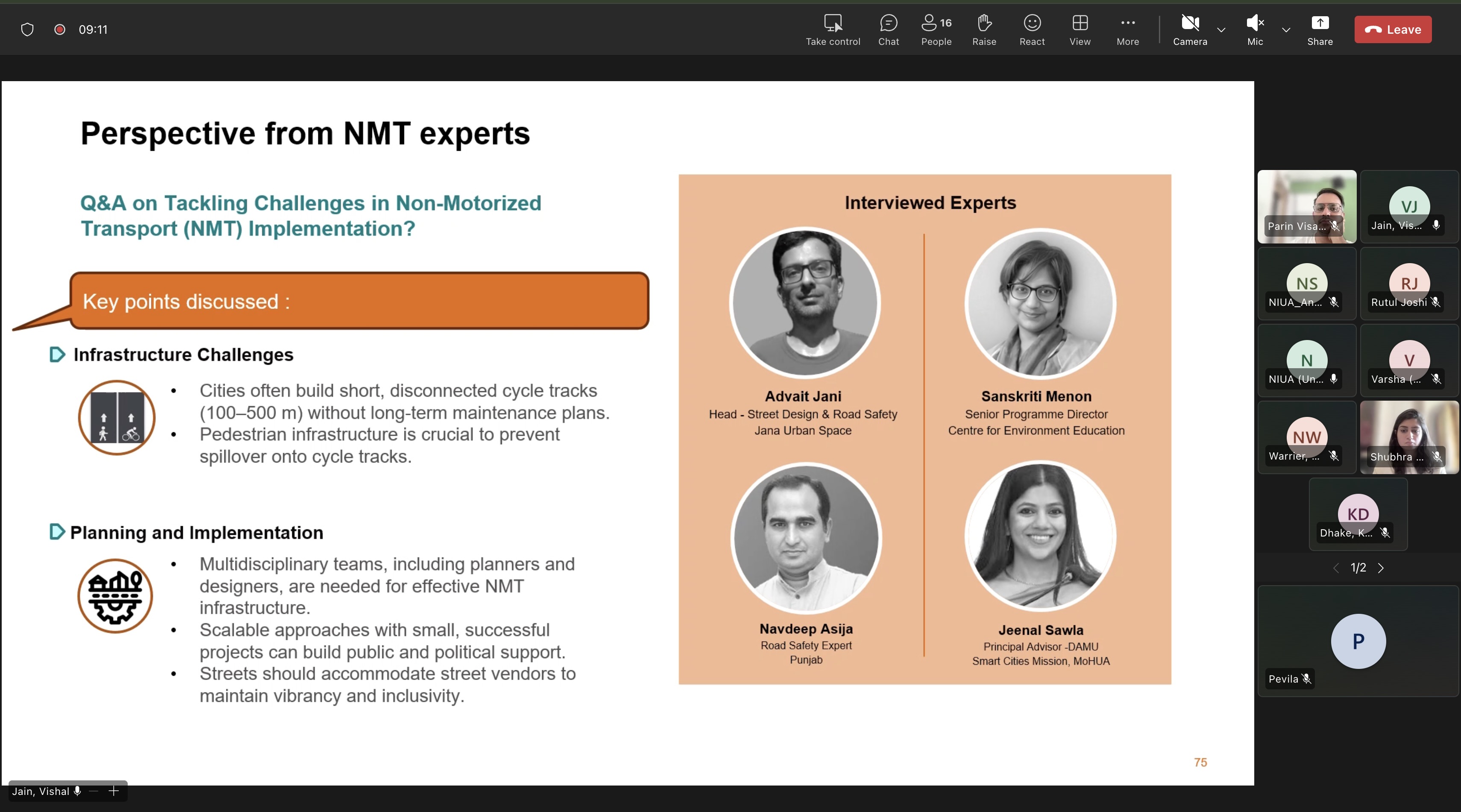 Online expert discussion for Non-Motorised Transport (NMT)